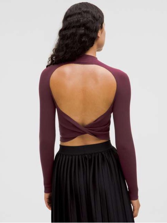 lululemon athletica Sweaters - Lululemon Ribbed-Knit Twist-Back Mockneck Sweater Garnet